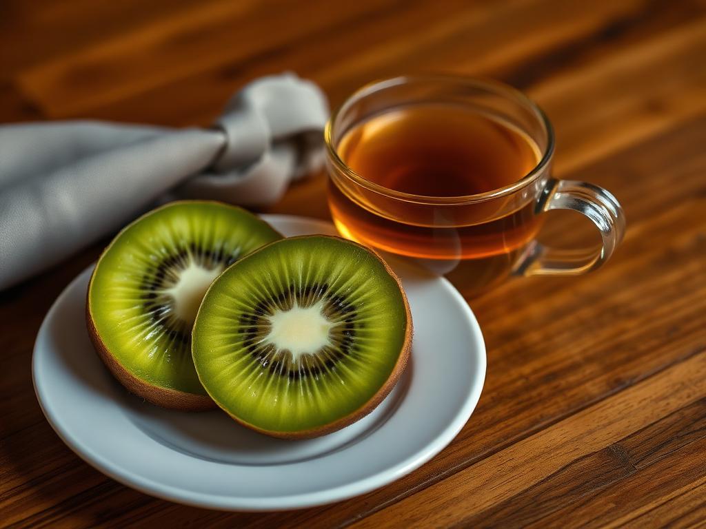Ceia: chá de erva-doce e kiwi